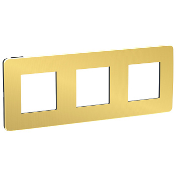 SE Unica Studio Золото/Антрацит Рамка 3-ная NU280662
