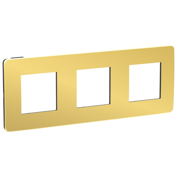 SE Unica Studio Золото/Антрацит Рамка 3-ная NU280662