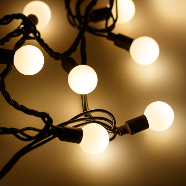 Arlight Светодиодная гирлянда ARD-BALL-CLASSIC-D23-10000-BLACK-80LED WARM (230V, 3.5W) (Ardecoled, IP65) 025617