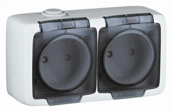 Hegel Альфа IP44 наруж Белая РА16-241 Розетка двойная брызгозащищенная