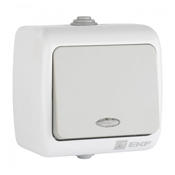 EKF PROxima Мурманск Выключатель 1 -клавишный с индикатором 10А IP54 серый
