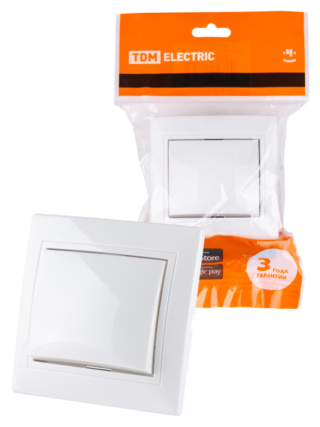 TDM Выключатель 1 кл. 10А белый "Таймыр" SQ1814-0001
