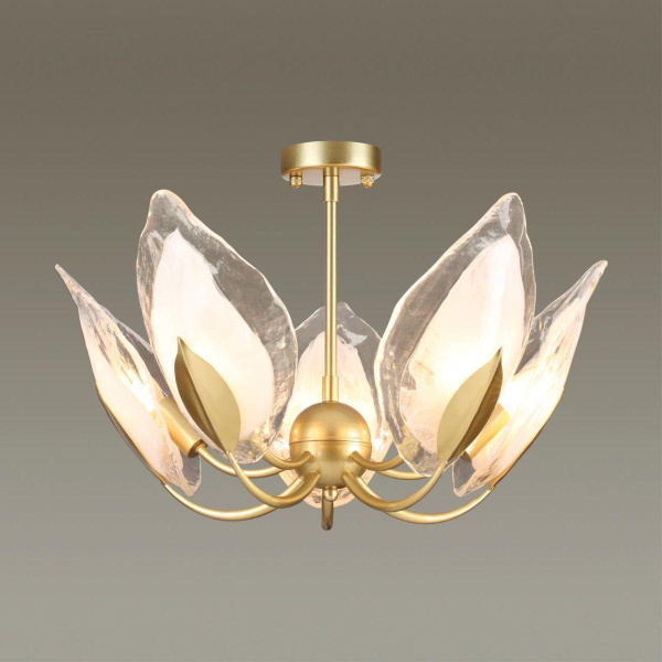 Купить Odeon Light 4924/5 HALL ODL22 371 матов.золотой/белый/стекло Люстра E14 5*40W MOKARTA