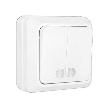 UNIVersal "Олимп" Выключатель Бел 2 кл. с подсветкой О0123