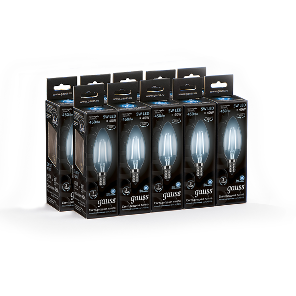 Купить Gauss Лампа Filament Свеча 5W 450lm 4100К Е14 LED 103801205