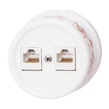 BIRONI Лизетта Керамика Белый Розетка 2-ая RJ45 (декор D6/2) B1-302-01-D6/2