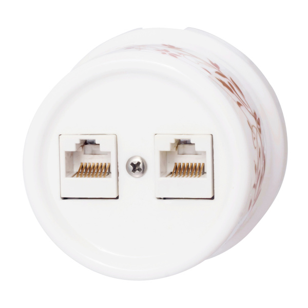 BIRONI Лизетта Керамика Белый Розетка 2-ая RJ45 (декор D6/2) B1-302-01-D6/2