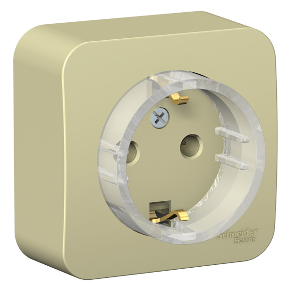 Systeme Electric Blanca наруж Беж Розетка с/з без шторок, (Компакт) изолир. пластина 16А, 250В