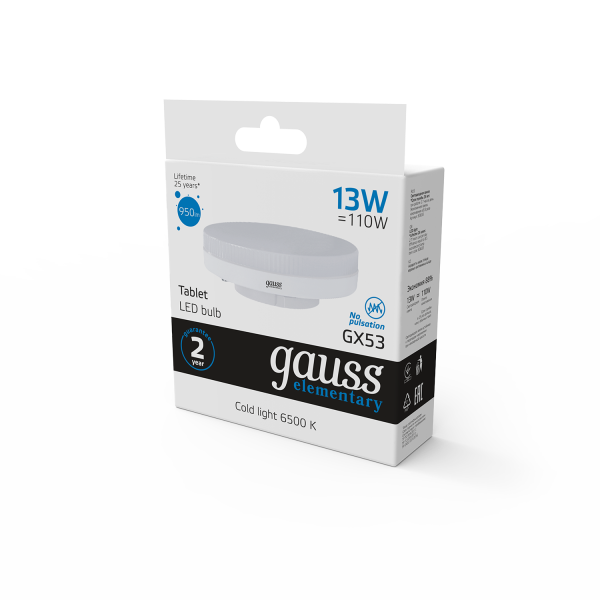 Купить Gauss Лампа Elementary GX53 13W 950lm 6500K LED 83833