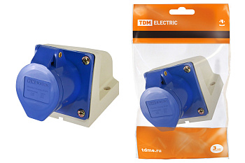 TDM Розетка 113 стационарная 2Р+РЕ 16А 220В IP44 SQ0602-0001