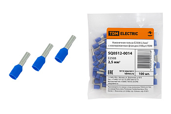 TDM Наконечник-гильза Е2508 2,5мм2 с изолированным фланцем (100шт) SQ0512-0014