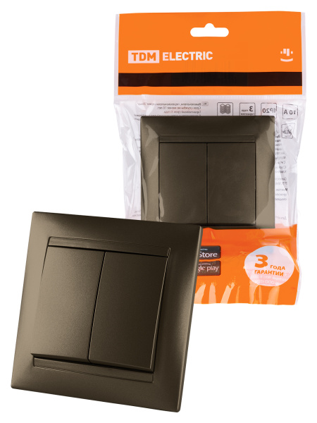 TDM Выключатель 2-х кл. 10А бронза "Лама" SQ1815-0702