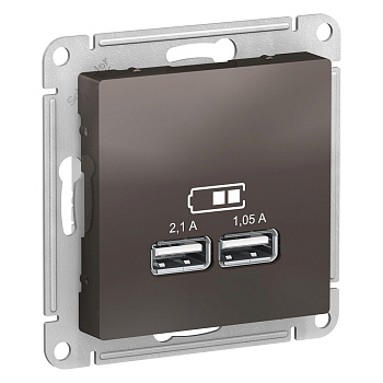 Systeme Electric AtlasDesign Мокко USB, 5В, 1 порт x 2,1 А, 2 порта х 1,05 А, механизм