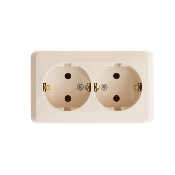 Купить Systeme Electric Этюд наруж Крем Розетка 2-ая с/з без шторок