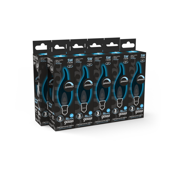 Купить Gauss Лампа Filament Свеча на ветру 5W 450lm 4100К Е14 диммируемая LED 104801205-D