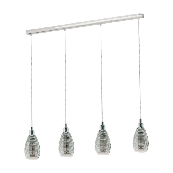 Eglo 39504 Подвес SIRACUSA, 4х60W(E27), L1130, B125, H1100, сталь, хром/стекло, черный-прозрачный