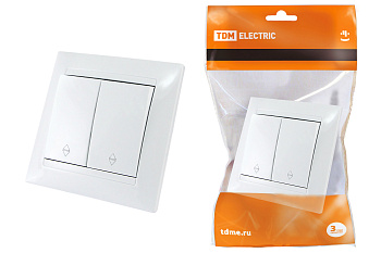 TDM Выключатель на 2 направления 2 кл. 10А белый "Лама" SQ1815-0007