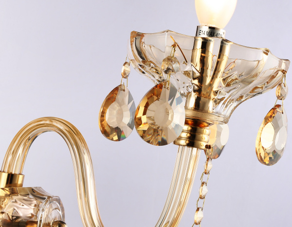Купить Ambrella Настенный светильник с хрусталем TR4912 GD/TI золото/янтарь E14 max 40W 294*160*246