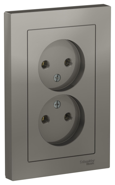 Купить Systeme Electric AtlasDesign Сталь Розетка б/з двойная, 16А, в сборе