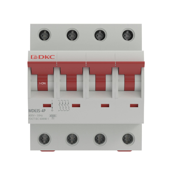 Купить DKC Автоматический выключатель модульный YON max типа MD63S, 4,5кА, 4 полюса, хар-ка C, 32А MD63S-4PC32