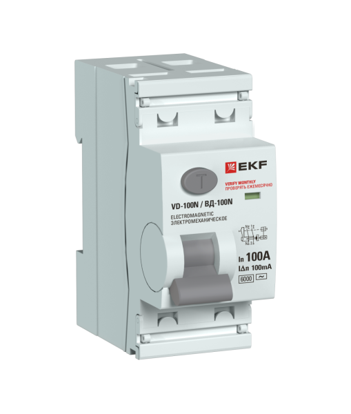 Купить EKF Выключатель дифференциального тока ВД-100N 2P 100А 100мА тип AC эл-мех 6кА PROXIMA