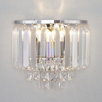 Eurosvet 10121/2 Светильник настенный хром/прозрачный хрусталь Strotskis a055331