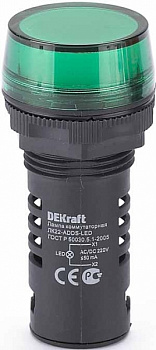 Dekraft Лампа комм. ADDS D22 LED зел. 220В AC/DC ЛK-22