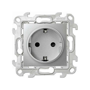 Simon 24 Алюминий Розетка с заземлением Schuko 2Р+Е 16A 250В~ 2450434-033