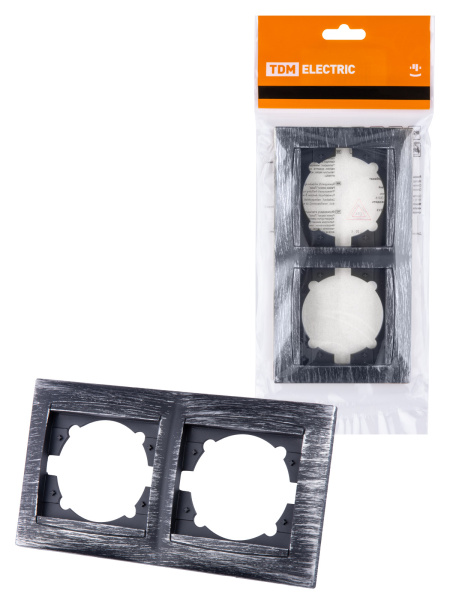 TDM Рамка 2-х постовая горизонтальная старинное серебро "Лама" SQ1815-0680