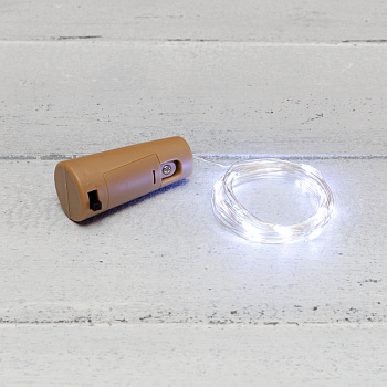 NEON-NIGHT Гирлянда «Роса» с пробкой 2 м, 20 LED, белое свечение, 3хLR44 в комплекте 302-025