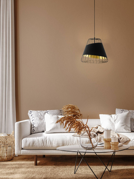 Купить Eglo 49446 Подвес AUSTELL, 1х60W (E27), 360, H1100, сталь, черный/текстиль, черный, золотой