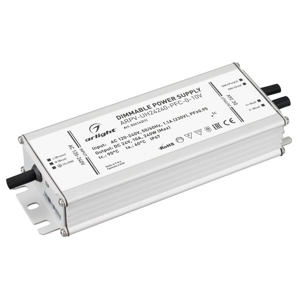 Arlight Блок питания ARPV-UH24240-PFC-0-10V (24V, 10.0A, 240W) (IP67 Металл, 7 лет) 024143(1)