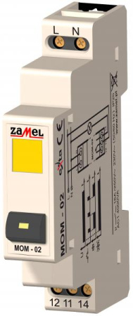 Zamel Выключатель кнопочный с желтым индикатором 16А IP20 на DIN рейку MOM-02-30