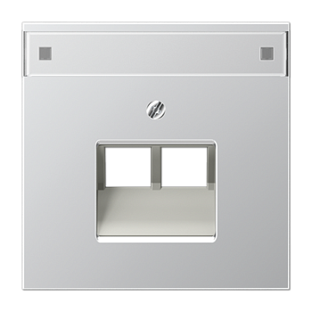 JUNG LS 990 Алюминий Накладка 2-ой наклонной ТЛФ/комп розетки с полем для надписи AL2969-2NAUA