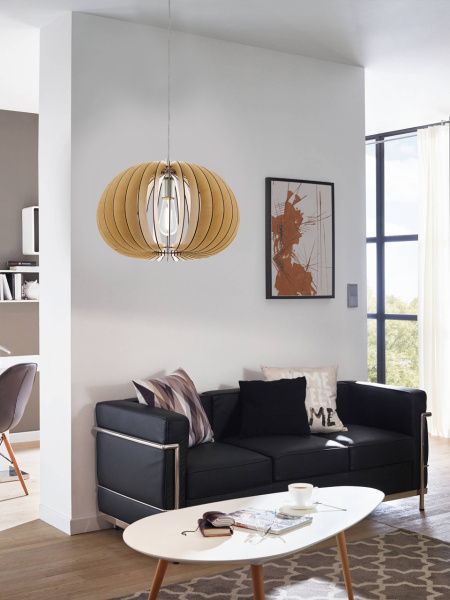 Купить Eglo 94767 Подвес COSSANO, 1х60W (Е27), Ø450, сталь/ дерево, кленовый