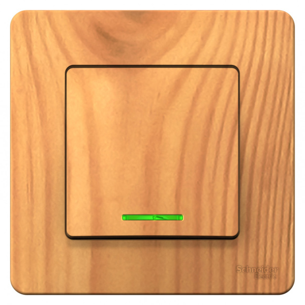 Systeme Electric Blanca внутр Ясень Переключатель 1-клавишный с подсветкой, 10А, 250B