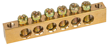 ЭРА Шина ЭРА NO-122-02 PEN земля-ноль 6х9мм 6/2 латунная с креплениями по краям