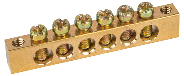 ЭРА Шина ЭРА NO-122-02 PEN земля-ноль 6х9мм 6/2 латунная с креплениями по краям