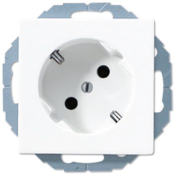 JUNG A 500 Белая Розетка с/з, наклонная 45° A520-45KIWW