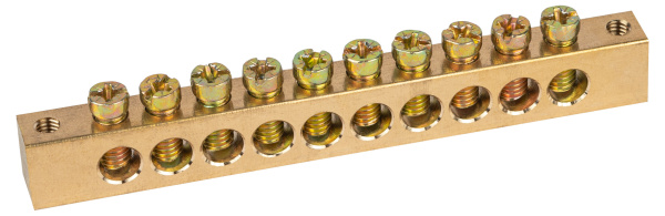 ЭРА Шина ЭРА NO-122-22 PEN земля-ноль 8х12мм 10/2 латунная крепеж по краям