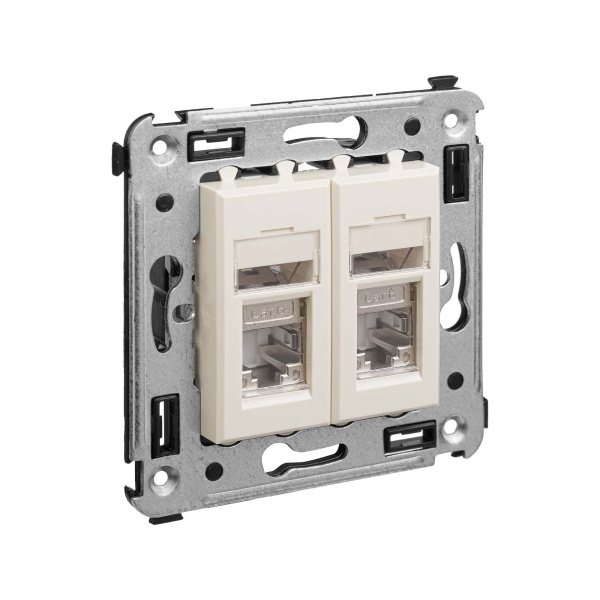 Купить DKC Компьютерная розетка RJ-45 в стену, кат.6 двойнаяэкранированная,"Avanti", "Ванильная дымка"