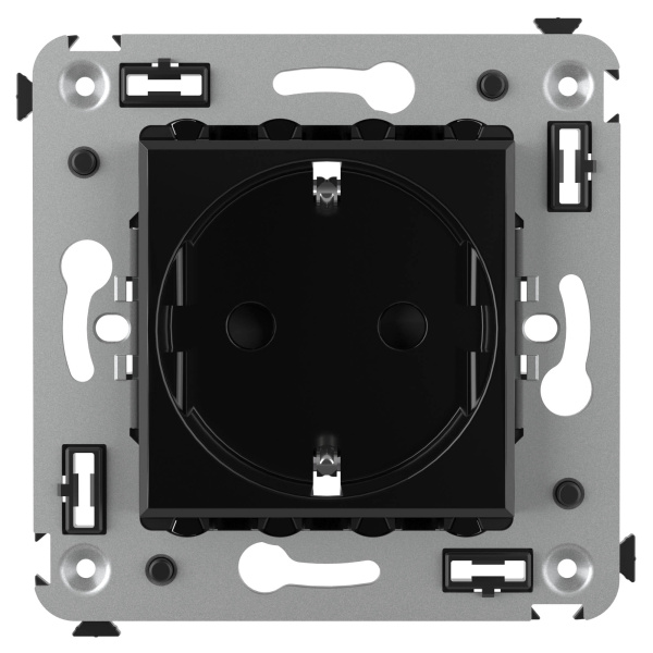 Купить DKC Розетка в стену, 2P+E, с з/ш, "Avanti", "Черный квадрат"