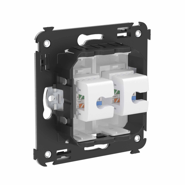 Купить DKC Телефонная розетка RJ-12 без шторки в стену двойная, "Avanti", "Белое облако"