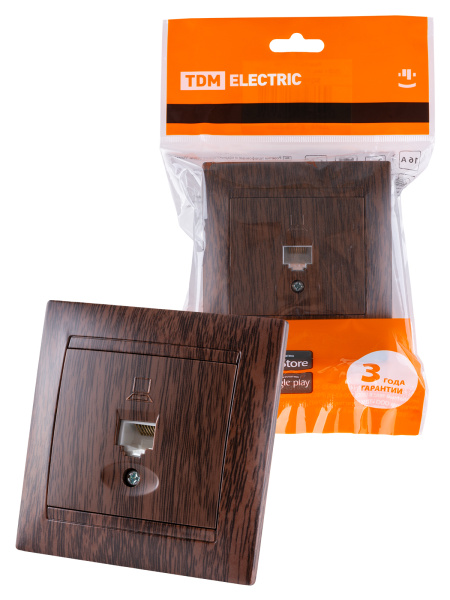 TDM Розетка компьютерная RJ45 венге "Лама" SQ1815-0416