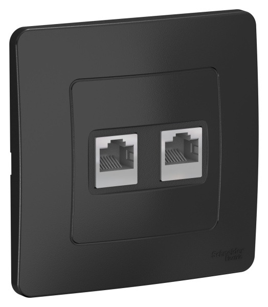 Купить Systeme Electric Blanca внутр Антрацит Розетка 2-ая комп/ТЛФ, RJ45+RJ11