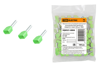 TDM Наконечник штыревой втулочный изолированный (двойной) НШвИ (2) 1,0х8 (100 шт) SQ0521-0004