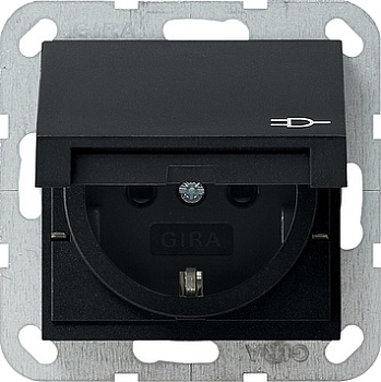 Gira Розетка c з/к, крышкой, с затвором (shutter) и символом 0414005