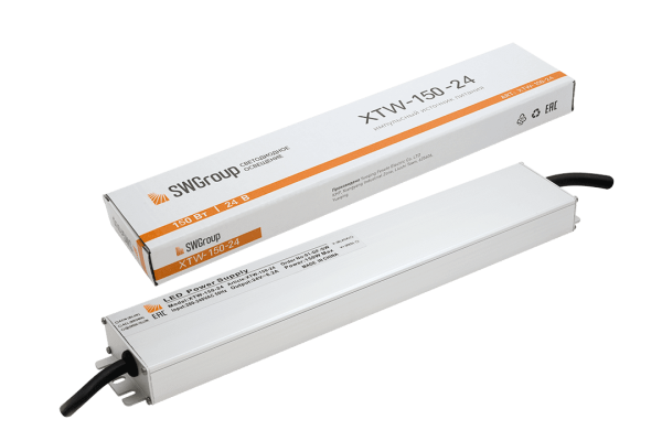 SWG Ультратонкий блок питания в металлическом корпусе, IP67, 150W, 24V XTW-150-24