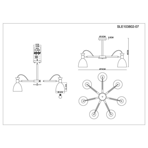 Купить Evoluce SLE103802-07 Люстра потолочная Светлое дерево, Белый/Белый E27 7*60W