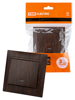 TDM Выключатель 1 кл. с подсветкой 10А венге "Лама" SQ1815-0404